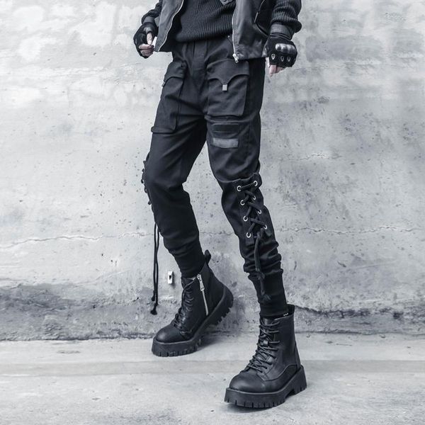 men's pants mechanical style slim fit overalls personality bandage design hip-hop ankle-tied casual, Black
men's pants mechanical style slim fit overalls personality bandage design hip-hop ankle-tied casual, Black