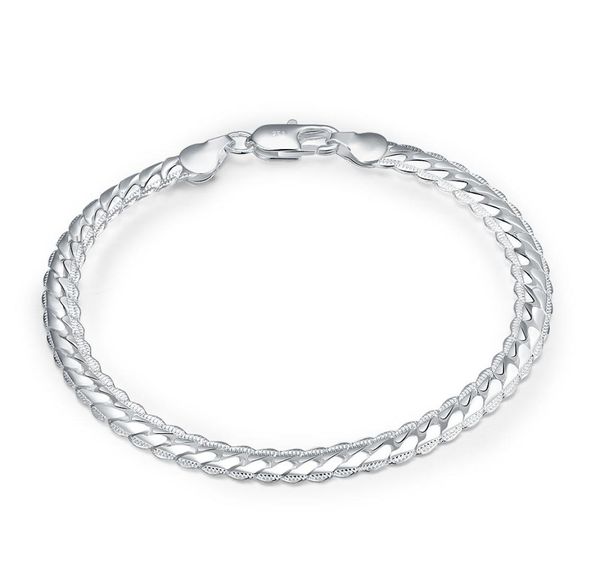 925 silver plated bracelets 5mm flat chain bracelet simple geometry bangle chain bracelets men jewelry h1994254442, Black
925 silver plated bracelets 5mm flat chain bracelet simple geometry bangle chain bracelets men jewelry h1994254442, Black