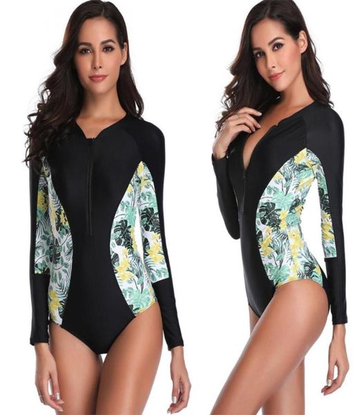 women one piece long sleeve rashguard wetsuit bohemian tropical floral patchwork swimsuit zip front surfing beachwear4758721
women one piece long sleeve rashguard wetsuit bohemian tropical floral patchwork swimsuit zip front surfing beachwear4758721