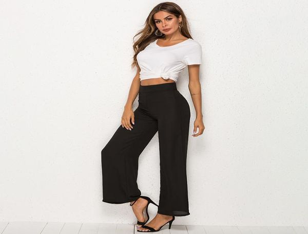 high waist chiffon straight leg pants office lady long trousers women plain workwear pants 20209956594, Black;white
high waist chiffon straight leg pants office lady long trousers women plain workwear pants 20209956594, Black;white