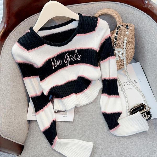 women's sweaters women striped cool jumper loose rock dark streetwear top, White;black
women's sweaters women striped cool jumper loose rock dark streetwear top, White;black