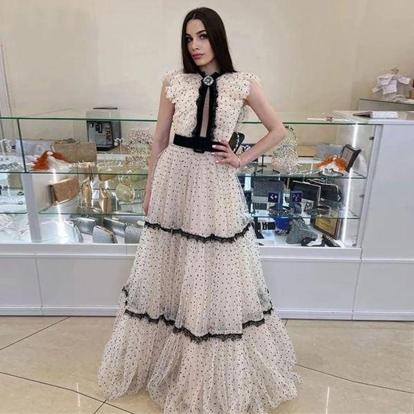 a line dotted tulle evening dresses vintage long party dress women formal prom gowns robe de soiree occasion gowns, Black
a line dotted tulle evening dresses vintage long party dress women formal prom gowns robe de soiree occasion gowns, Black