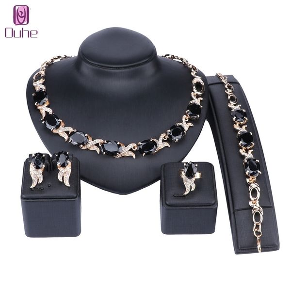 wedding jewelry sets trendy set gold color black crystal african beads necklace bracelet earring ring saudi women party bridal decoration 23, Slivery;golden
wedding jewelry sets trendy set gold color black crystal african beads necklace bracelet earring ring saudi women party bridal decoration 23, Slivery;golden