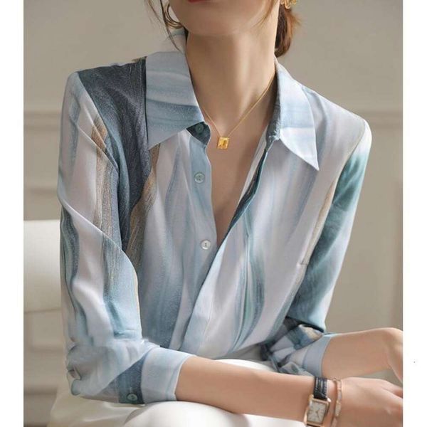 heavyweight icy silk chiffon shirt for women spring and autumn style design sense beautiful print early, White
heavyweight icy silk chiffon shirt for women spring and autumn style design sense beautiful print early, White