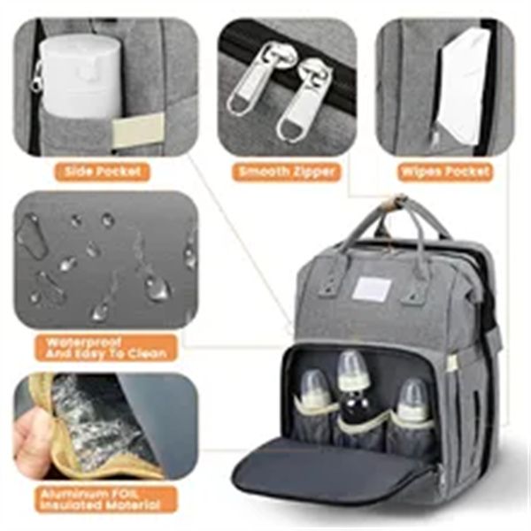 fashionable mommy bag folding baby bed mother large capacity portable milk bottle diaper double shoulder mom's bag a1, Black
fashionable mommy bag folding baby bed mother large capacity portable milk bottle diaper double shoulder mom's bag a1, Black