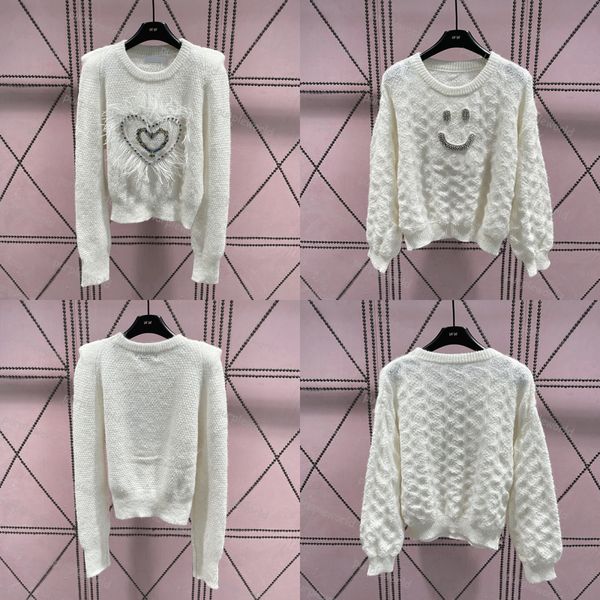 knitwear womens embroidered pullover heavy diamond girls solid color sweater loose knitwear clothing, White
knitwear womens embroidered pullover heavy diamond girls solid color sweater loose knitwear clothing, White
