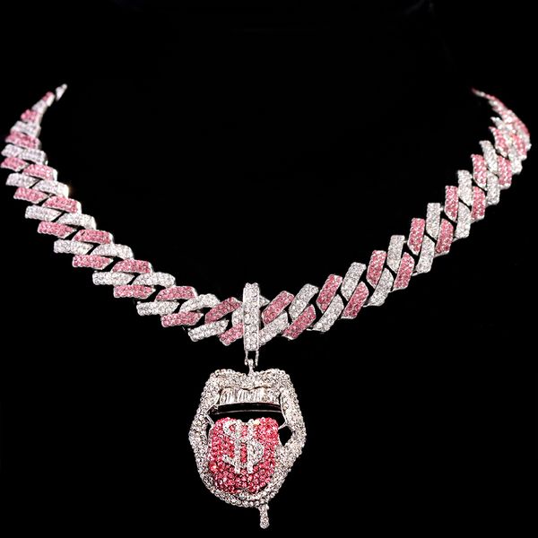 pendant necklaces men women hip hop dollar tongue shape pendant necklace with pink crystal cuban chain iced out bling hip hop necklaces jewe, Silver
pendant necklaces men women hip hop dollar tongue shape pendant necklace with pink crystal cuban chain iced out bling hip hop necklaces jewe, Silver