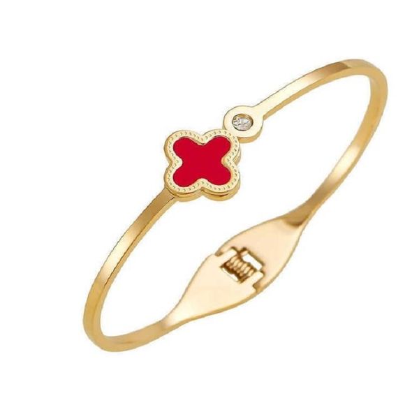 designer colorless simple four-leaf grass titanium steel bracelet female 18k rose gold card exquisite frosted butterfly jewelry, Black
designer colorless simple four-leaf grass titanium steel bracelet female 18k rose gold card exquisite frosted butterfly jewelry, Black