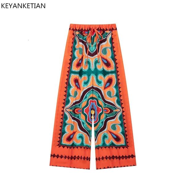 women's pants s keyanketian elastic high waist national style printed wide leg pant loose comfortable hanging straight trousers 230808, Black;white
women's pants s keyanketian elastic high waist national style printed wide leg pant loose comfortable hanging straight trousers 230808, Black;white