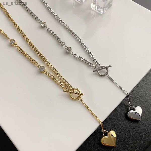 new arrival luxury elegant heart pendant ot button lady clavicle necklace metal chain jewelry colar necklaces valentine's day s l230620, Silver
new arrival luxury elegant heart pendant ot button lady clavicle necklace metal chain jewelry colar necklaces valentine's day s l230620, Silver