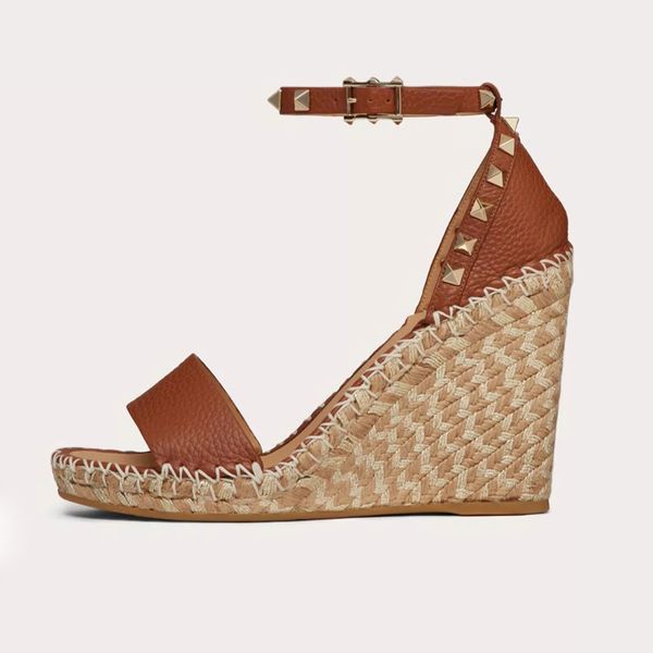 rockstudy double wedge sandals in ingralny calf leather, 95mm platform straw woven wedge ankle strap spike open toe toe dress shoe women lux, Black
rockstudy double wedge sandals in ingralny calf leather, 95mm platform straw woven wedge ankle strap spike open toe toe dress shoe women lux, Black