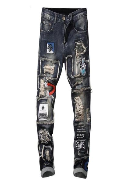 ginzous men039s badge patchwork ripped embroidered stretch jeans trendy holes patches design slim straight denim pants71427201826505, Blue
ginzous men039s badge patchwork ripped embroidered stretch jeans trendy holes patches design slim straight denim pants71427201826505, Blue