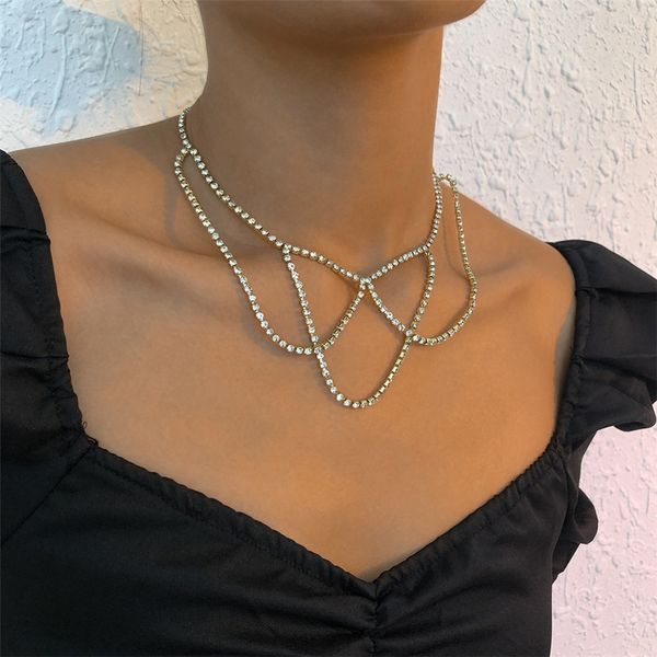 fashion full rhinestone choker necklaces for women girls collar wedding bridal geometric crystal statement jewelry, Silver
fashion full rhinestone choker necklaces for women girls collar wedding bridal geometric crystal statement jewelry, Silver