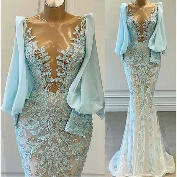 plus size mermaid lace beaded prom dresses sheer neck long sleeves evening formal party second reception gowns, Black
plus size mermaid lace beaded prom dresses sheer neck long sleeves evening formal party second reception gowns, Black