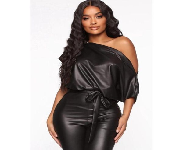 women039s jumpsuits rompers women off shoulder pu leather short sleeve belted bodycon slim long skinny jumpsuts evening 4321889, Black;white
women039s jumpsuits rompers women off shoulder pu leather short sleeve belted bodycon slim long skinny jumpsuts evening 4321889, Black;white