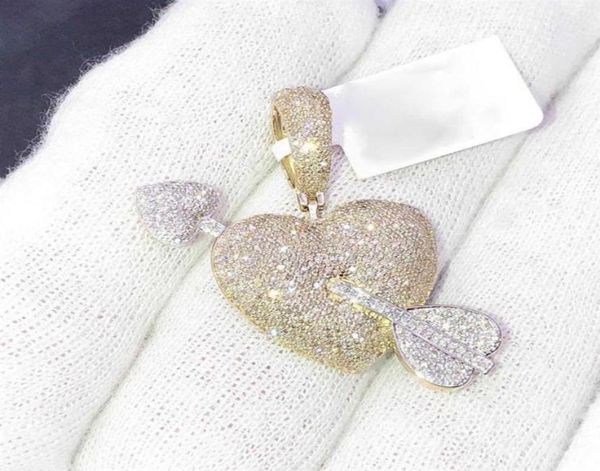hip hop iced out bling women jewelry gold color micro pave 5a cz heart arrow pendant necklace x0707261v7634869, Silver 
hip hop iced out bling women jewelry gold color micro pave 5a cz heart arrow pendant necklace x0707261v7634869, Silver