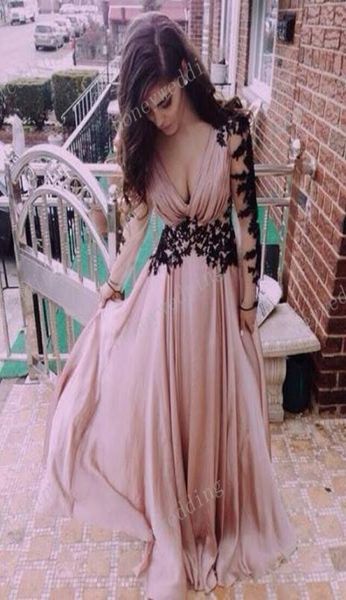 2019 meat pink vneck pleated chiffon long sleeve black lace applique floor length formal prom dress party bridesmaid dresses chea8791354
2019 meat pink vneck pleated chiffon long sleeve black lace applique floor length formal prom dress party bridesmaid dresses chea8791354