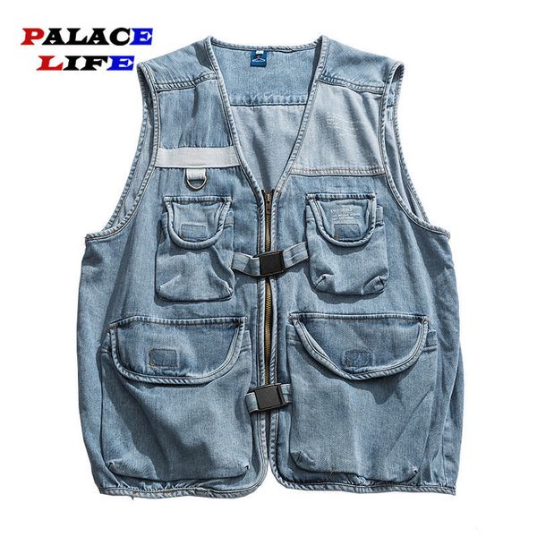 men's vests vintage denim vest for men multi pocket adjustable function streetwear summer waistcoat sleeveless jacket biker coats 23080, Black;white
men's vests vintage denim vest for men multi pocket adjustable function streetwear summer waistcoat sleeveless jacket biker coats 23080, Black;white