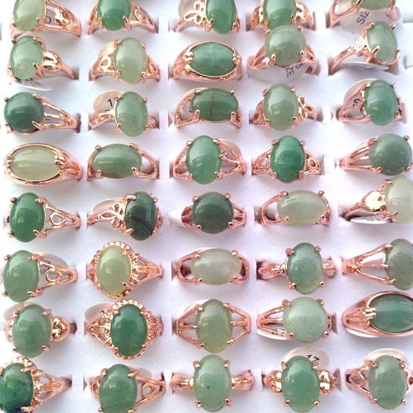 50pcs natural green jade rings mixed size for women with rose gold color base, Golden;silver
50pcs natural green jade rings mixed size for women with rose gold color base, Golden;silver