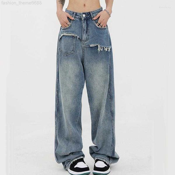women's jeans oversized high waisted women 2023 summer personality pocket design wide leg baggy y2k fashion distressed denim pants, Blue
women's jeans oversized high waisted women 2023 summer personality pocket design wide leg baggy y2k fashion distressed denim pants, Blue