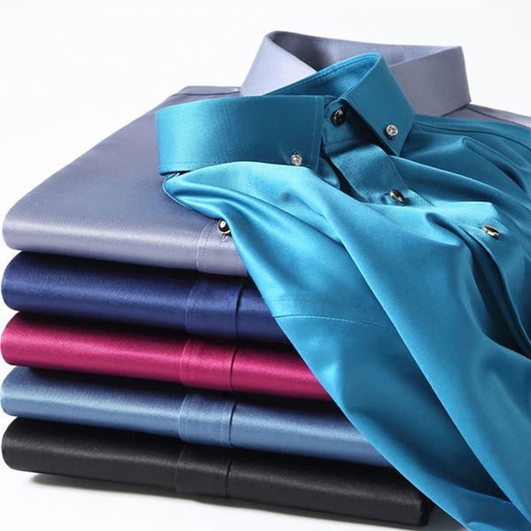 men's dress shirts men's silk shirts long sleeve drill button solid color 3xl silky business formal social no iron and wrinkle sof, White;black
men's dress shirts men's silk shirts long sleeve drill button solid color 3xl silky business formal social no iron and wrinkle sof, White;black