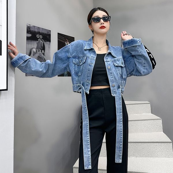 womens jackets spring tie design korean denim coat high waist loose slim silhouette washed versatile 230808, Black;brown
womens jackets spring tie design korean denim coat high waist loose slim silhouette washed versatile 230808, Black;brown
