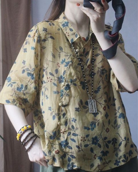 women's blouses shirts summer arts style women short sleeve turn-down collar casual shirts single breasted vintage print cotton linen b, White
women's blouses shirts summer arts style women short sleeve turn-down collar casual shirts single breasted vintage print cotton linen b, White