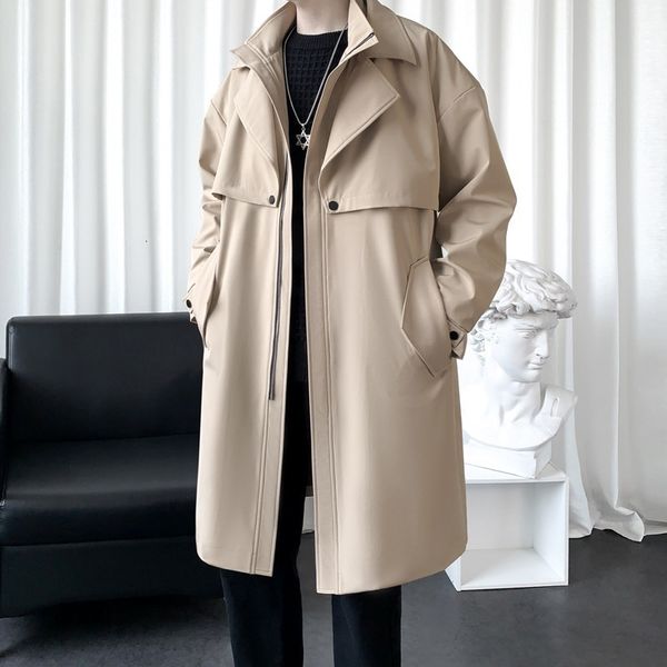men's trench coats 2023 autumn windbreaker fake two piece double collar mid length coat business casual men jacket 230809, Tan;black
men's trench coats 2023 autumn windbreaker fake two piece double collar mid length coat business casual men jacket 230809, Tan;black