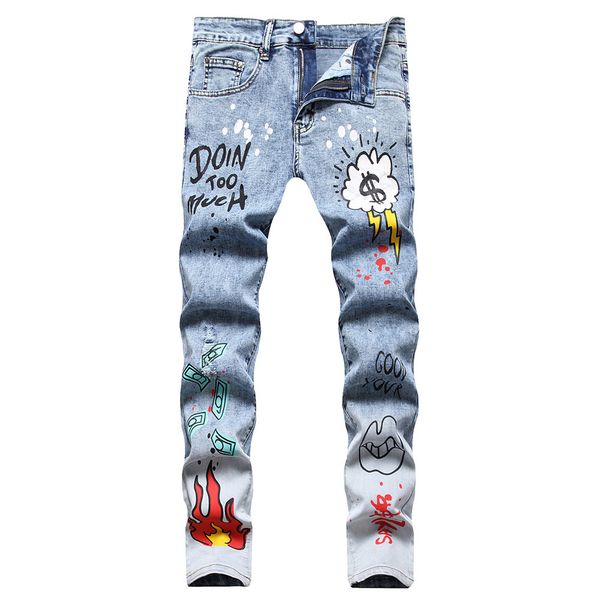 mens jeans men printed stretch fashion flame letters dollar painted denim pants snow washed slim straight trousers 230808, Blue
mens jeans men printed stretch fashion flame letters dollar painted denim pants snow washed slim straight trousers 230808, Blue