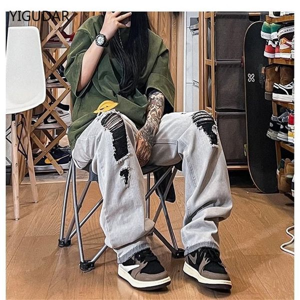 men's jeans men anklelength holes solid retro streetwear allmatch teen straight trendy loose leisure harajuku high street chic 230809, Blue
men's jeans men anklelength holes solid retro streetwear allmatch teen straight trendy loose leisure harajuku high street chic 230809, Blue
