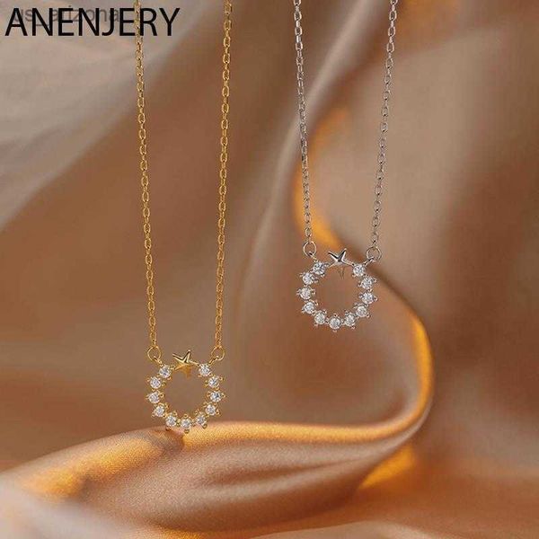 anenjery silver color zircon star hollow circle necklaces for women simple clavicle chain party accessories gift l230620
anenjery silver color zircon star hollow circle necklaces for women simple clavicle chain party accessories gift l230620