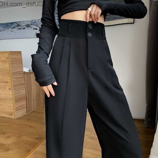 women's pants capris korean women's black suit pants with 2 buttons and wide legs trousers vintage street clothing high-end office, Black;white
women's pants capris korean women's black suit pants with 2 buttons and wide legs trousers vintage street clothing high-end office, Black;white