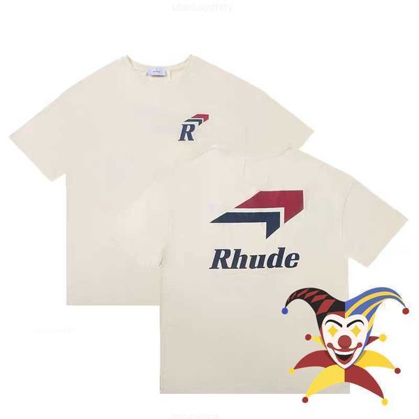 apricot rhude r tee men women summer style t-shirts, White;black