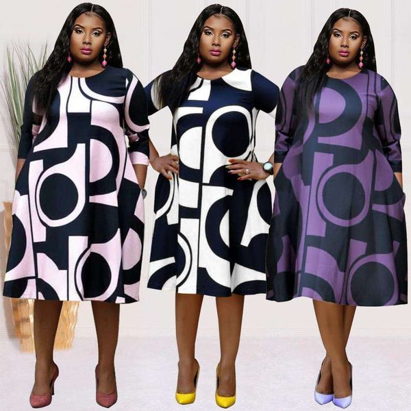 large size womens clothing digital print round neck middle sleeve big swing dress for autumn and winter, Black;gray
large size womens clothing digital print round neck middle sleeve big swing dress for autumn and winter, Black;gray