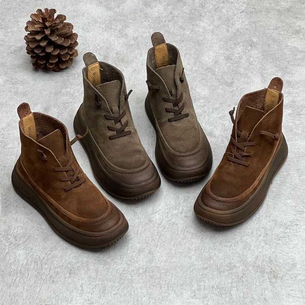 boots platform frosted cow leather vintage women boots leather women's shoes thick bottom brown ankle boots plush warm snow boots, Black
boots platform frosted cow leather vintage women boots leather women's shoes thick bottom brown ankle boots plush warm snow boots, Black