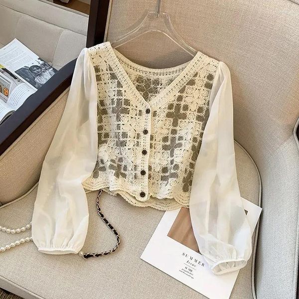 women's knits v nevk floral hollow cardigan women elegant embroidered thin chiffon long sleeve blouses sweet all match preppy style, White
women's knits v nevk floral hollow cardigan women elegant embroidered thin chiffon long sleeve blouses sweet all match preppy style, White