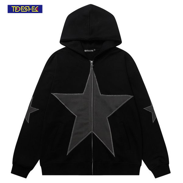 mens hoodies sweatshirts harajuku cotton streetwear sweatshirt coat hip hop zip up hoodie y2k vintage star patchwork punk gothic loose overs, Black
mens hoodies sweatshirts harajuku cotton streetwear sweatshirt coat hip hop zip up hoodie y2k vintage star patchwork punk gothic loose overs, Black