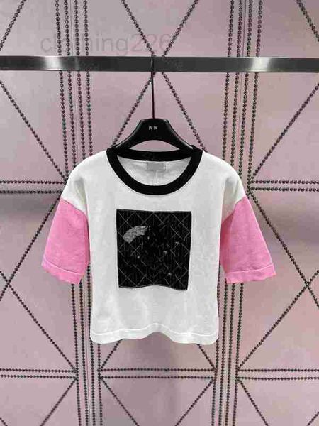 women's knits & tees designer clothing women heavy hand beaded silver double c sequins diamond check color short-sleeved sweater clothe, White
women's knits & tees designer clothing women heavy hand beaded silver double c sequins diamond check color short-sleeved sweater clothe, White