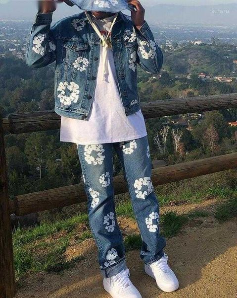 men's jeans denim tears baggy design on cotton wreath jean light wash men hip hop pant flower printed, Blue
men's jeans denim tears baggy design on cotton wreath jean light wash men hip hop pant flower printed, Blue