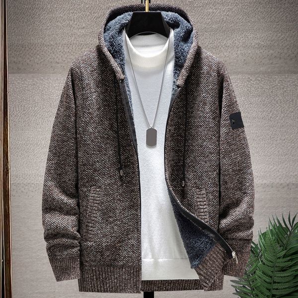 2023 plus fleece thick coat large size fashion trend sweater coat autumn and winter new hooded cardigan men's zipper knit stone coat, White;black
2023 plus fleece thick coat large size fashion trend sweater coat autumn and winter new hooded cardigan men's zipper knit stone coat, White;black
