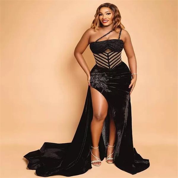 aso ebi 2022 arabic plus size black velvet evening dresses lace beaded high split prom formal party second reception gowns b0267b, Black;red
aso ebi 2022 arabic plus size black velvet evening dresses lace beaded high split prom formal party second reception gowns b0267b, Black;red
