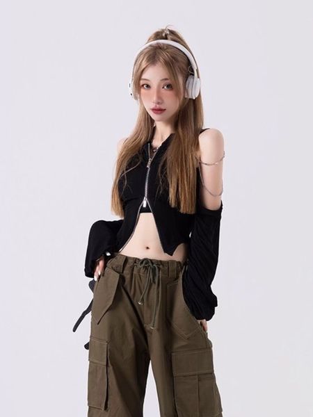 women's knits tee off shoulder chain patch long sleeve black cardigan crop y2k aesthetic fairy grunge gothic cardigans korean chic 2308, White
women's knits tee off shoulder chain patch long sleeve black cardigan crop y2k aesthetic fairy grunge gothic cardigans korean chic 2308, White