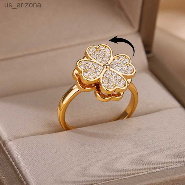 spinner zircon heart four leaf clover rings for women stainless steel anti stress anxiety fidget ring jewelry christmas gift l230620, Silver
spinner zircon heart four leaf clover rings for women stainless steel anti stress anxiety fidget ring jewelry christmas gift l230620, Silver