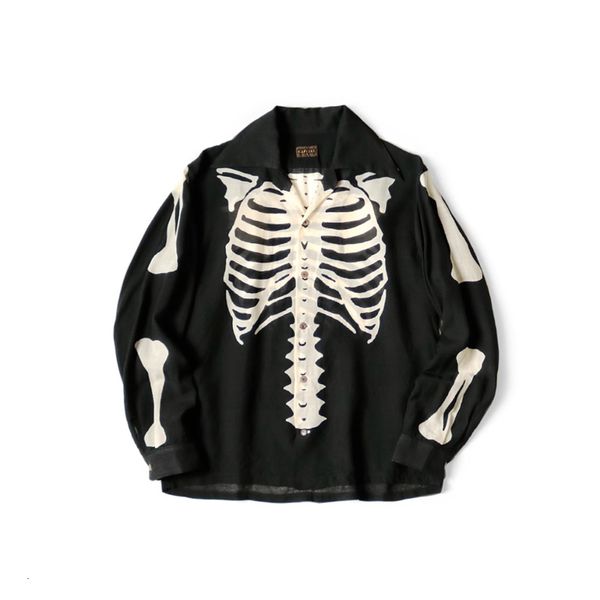 men's casual shirts kapital japanese style casual rayon loose comfortable bone printing men and women long sleeved lapel shirt 230809, White;black
men's casual shirts kapital japanese style casual rayon loose comfortable bone printing men and women long sleeved lapel shirt 230809, White;black