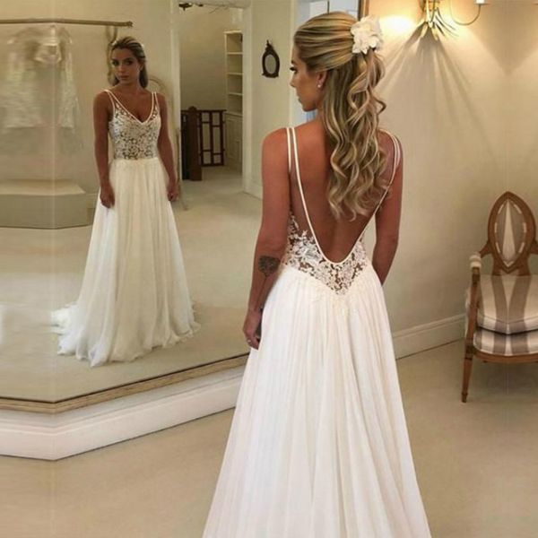 zj6007 chiffon wedding dress boho 2023 robe elegant long bridal beach wedding gowns floral lace appliques straps, White
zj6007 chiffon wedding dress boho 2023 robe elegant long bridal beach wedding gowns floral lace appliques straps, White