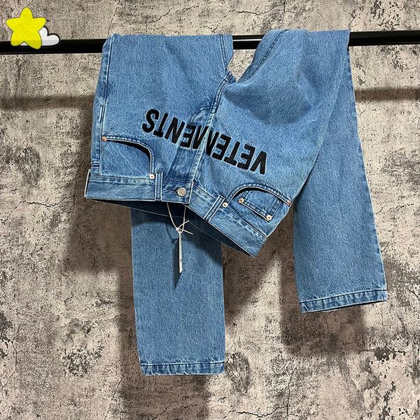 men's pants heavy fabric vtm trousers letter embroidery classic jeans buttons pocket blue men women 1 1 vetements denim pants 230809, Black
men's pants heavy fabric vtm trousers letter embroidery classic jeans buttons pocket blue men women 1 1 vetements denim pants 230809, Black