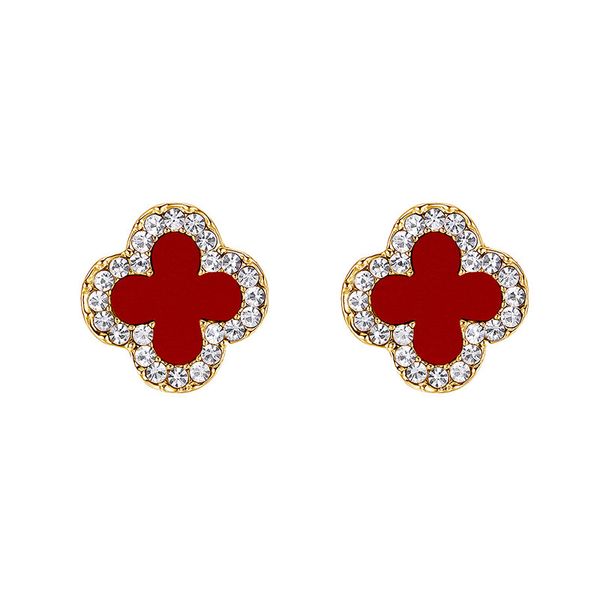 designer earrings clover earrings fashion retro 18k gold plated onyx valentine's day gift for girlfriends, White
designer earrings clover earrings fashion retro 18k gold plated onyx valentine's day gift for girlfriends, White