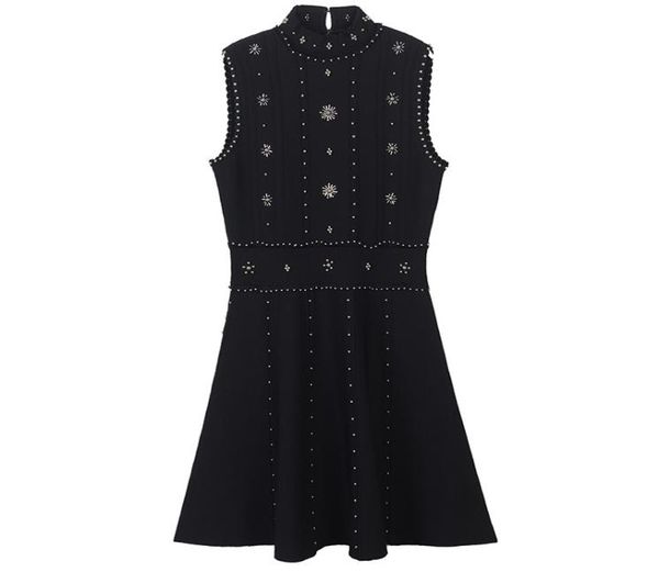 2018 summer black stand collar sleeveless aline women dress brand same style crystals button vestidos de festa 132344353
2018 summer black stand collar sleeveless aline women dress brand same style crystals button vestidos de festa 132344353
