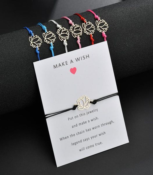 fashion make a wish bracelets cute lotus flower charm with card red blue black white string rope bangle diy handmade jewelry gift6311436, Golden;silver
fashion make a wish bracelets cute lotus flower charm with card red blue black white string rope bangle diy handmade jewelry gift6311436, Golden;silver