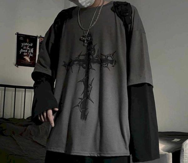 tshirt cross of thorns fake twopiece for men women longsleeved dark hiphop loose large size autumn trend simplicity 2106296929262, White;black
tshirt cross of thorns fake twopiece for men women longsleeved dark hiphop loose large size autumn trend simplicity 2106296929262, White;black